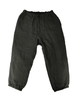 Dark Grey Linen Drawstring Pants
