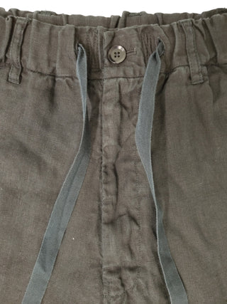 Black Linen Low Crotch Capri Pants With Drawstring