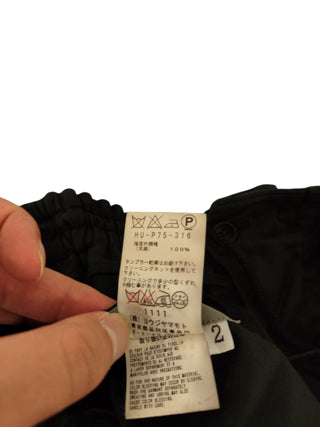 Black Elastic Waist Linen Mid Length Pants