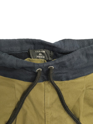 Khaki And Navy Blue Drawstring Pants