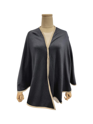 Blue Shawl With Beige Trimming