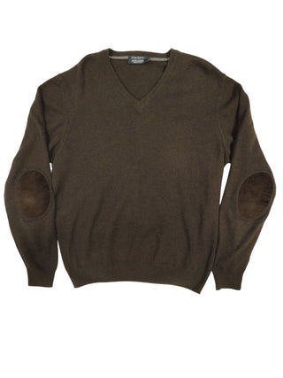 Dark Brown Merino Cashmere V Neck Sweater