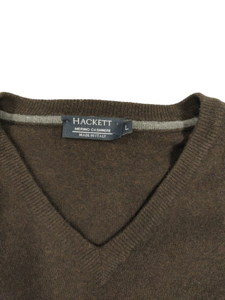 Dark Brown Merino Cashmere V Neck Sweater