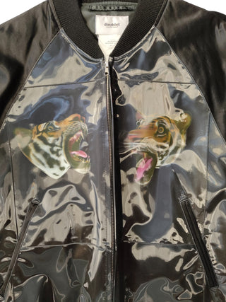 Black Bomber With 3D Tiger Print On Chest And Back