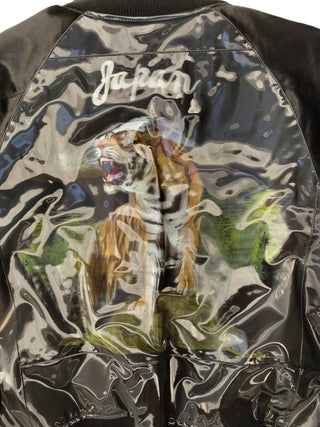 Black Bomber With 3D Tiger Print On Chest And Back