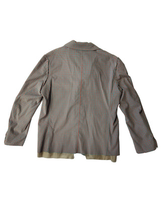 Blue And Vermillion Checkered Suit Jacket