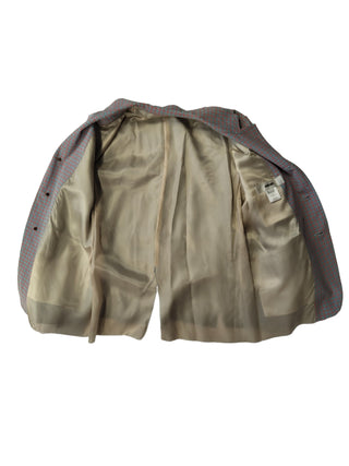 Blue And Vermillion Checkered Suit Jacket