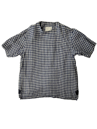 Blue Checkered Linen Top