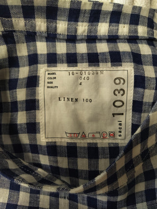 Blue Checkered Linen Top