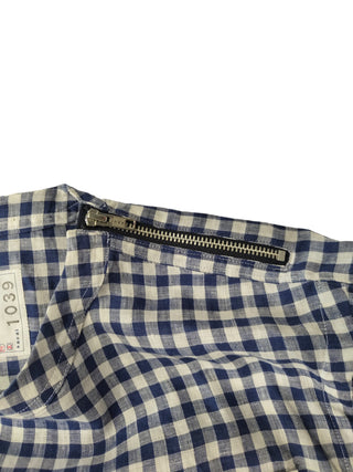 Blue Checkered Linen Top