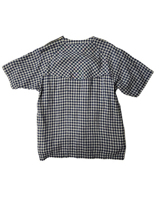Blue Checkered Linen Top