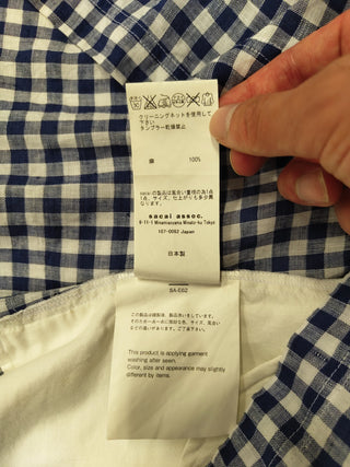 Blue Checkered Linen Top