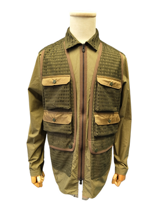 Khaki Mesh Zip Up Light Jacket