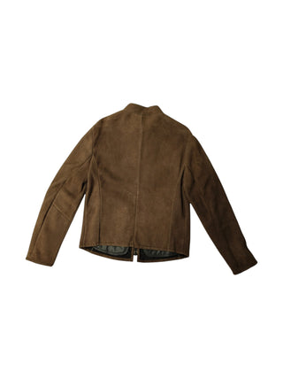 Brown Lamb Leather Zip Up Jacket
