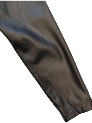 Black Faux Leather Turtle Neck One-Piece Dress