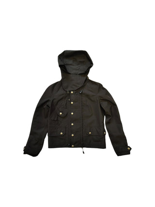 Black Windbreaker With Fold-Away Hood