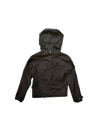 Black Windbreaker With Fold-Away Hood