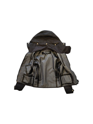 Black Windbreaker With Fold-Away Hood