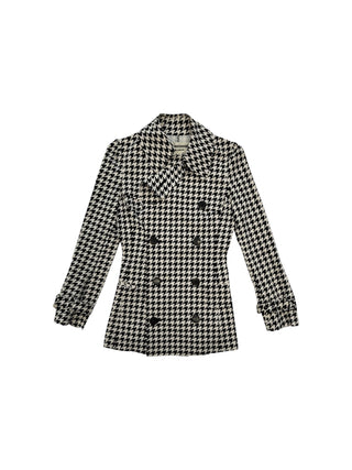Black And White Hounds-Tooth Trenchcoat