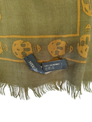 Khaki Green Signature Scull Wool And Cashmere Scarf