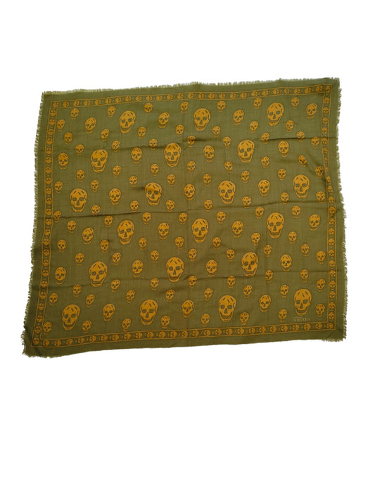 Khaki Green Signature Scull Wool And Cashmere Scarf