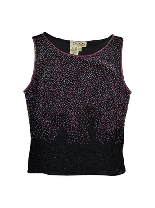 Black Top With Violet Sequenced Front