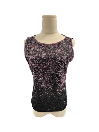Black Top With Violet Sequenced Front