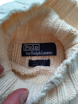 Beige Cotton Turtle Neck