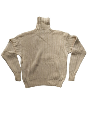 Beige Cotton Turtle Neck