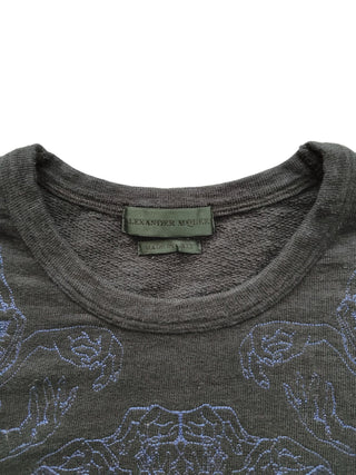 Black And Blue Knitting Signature Skull Print Sweatshirt