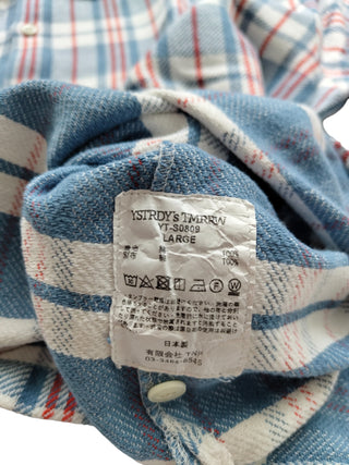 Blue And Red Plaid Print Vintage Look Polo Shirt