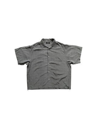 Light Grey Checkered Short Sleeved Shirt With Zipper Details