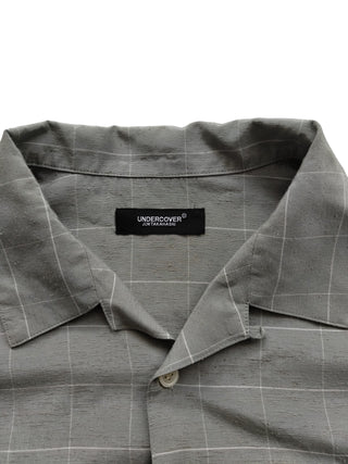 Light Grey Checkered Short Sleeved Shirt With Zipper Details