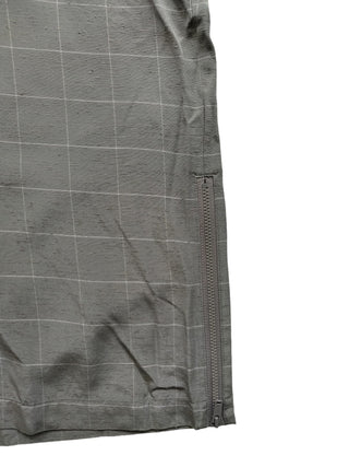 Light Grey Checkered Short Sleeved Shirt With Zipper Details