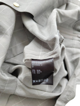 Light Grey Checkered Short Sleeved Shirt With Zipper Details