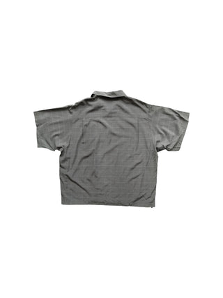 Light Grey Checkered Short Sleeved Shirt With Zipper Details