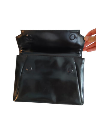 Black And Neon Yellow Shiny Leather Clutch