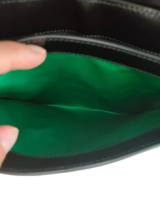 Black And Neon Yellow Shiny Leather Clutch