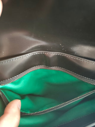 Black And Neon Yellow Shiny Leather Clutch