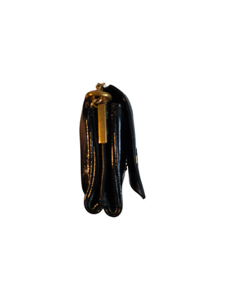 Black Patent Mini Shoulder Bag With Gold Chain Strap