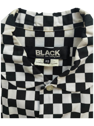 Black And White Checkered Shirt With Signature Round Collar