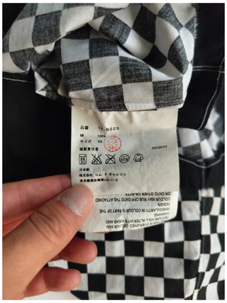 Black And White Checkered Shirt With Signature Round Collar