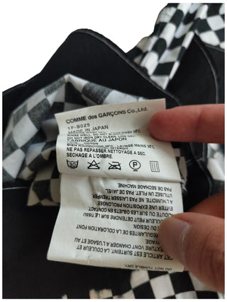 Black And White Checkered Shirt With Signature Round Collar