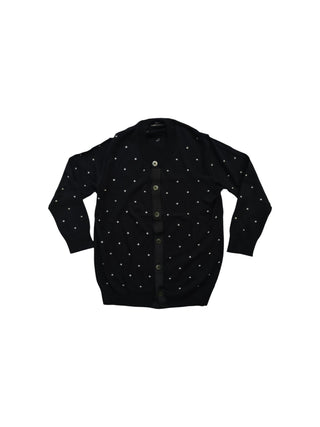 Black Cotton 3/4 Length Sleeved Polkadot Cardigan