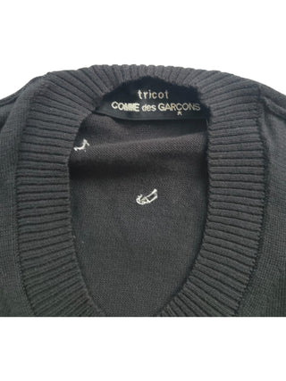 Black Cotton 3/4 Length Sleeved Polkadot Cardigan