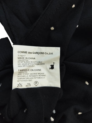 Black Cotton 3/4 Length Sleeved Polkadot Cardigan