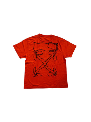 Orange Tee With Black Stitching Logo At The Back