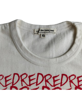 White T-Shirt With Red Celebration Overall Print