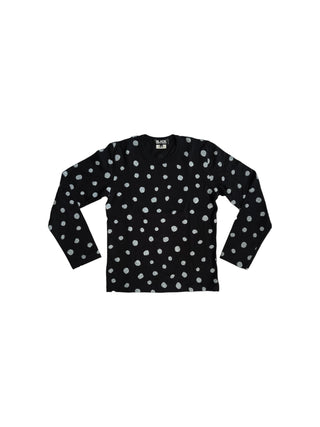 Black Cotton T-Shirt With Overall White Paint Polka Dots