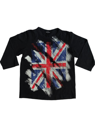Black Mid Sleeved T-Shirt With GB Flag Print